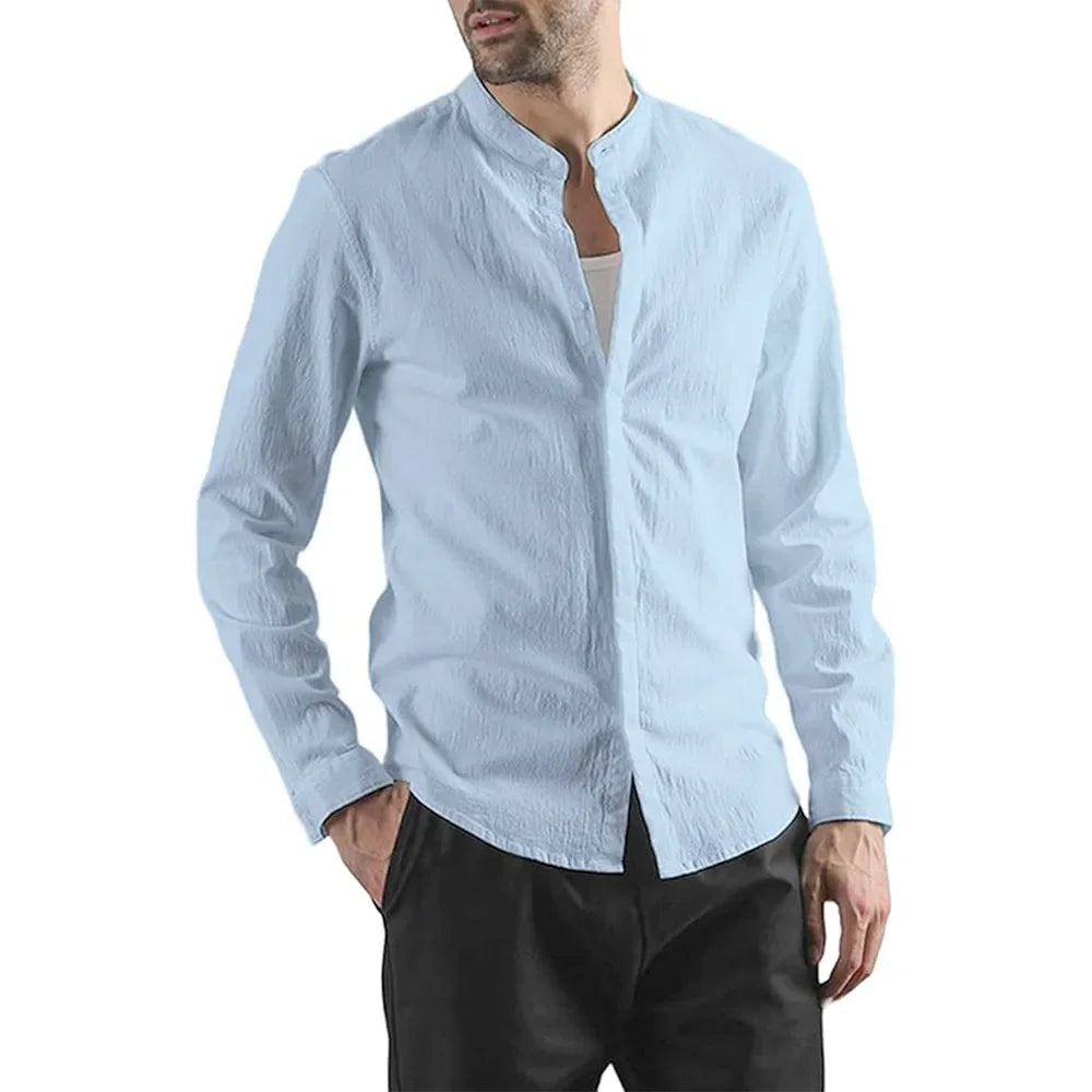 Elegant Long Sleeved Cotton Linen Shirt