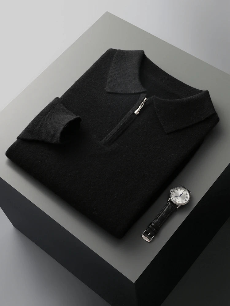 Elegante maglione polo in cashmere