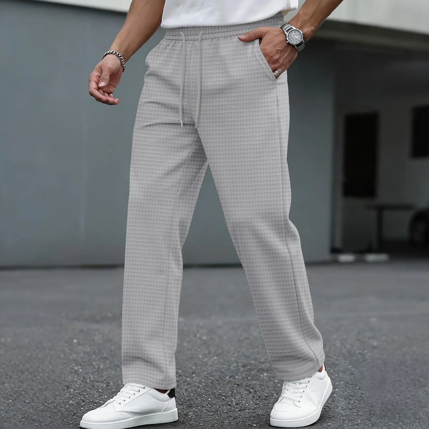 Elegant Waffle Knit Pants