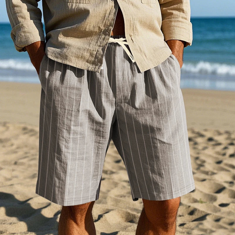 Elegant Striped Linen Shorts
