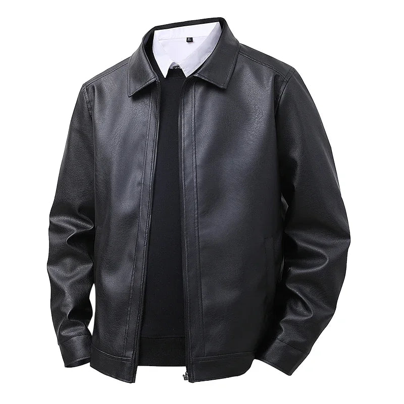 Elegant Leather Bomber Jacket