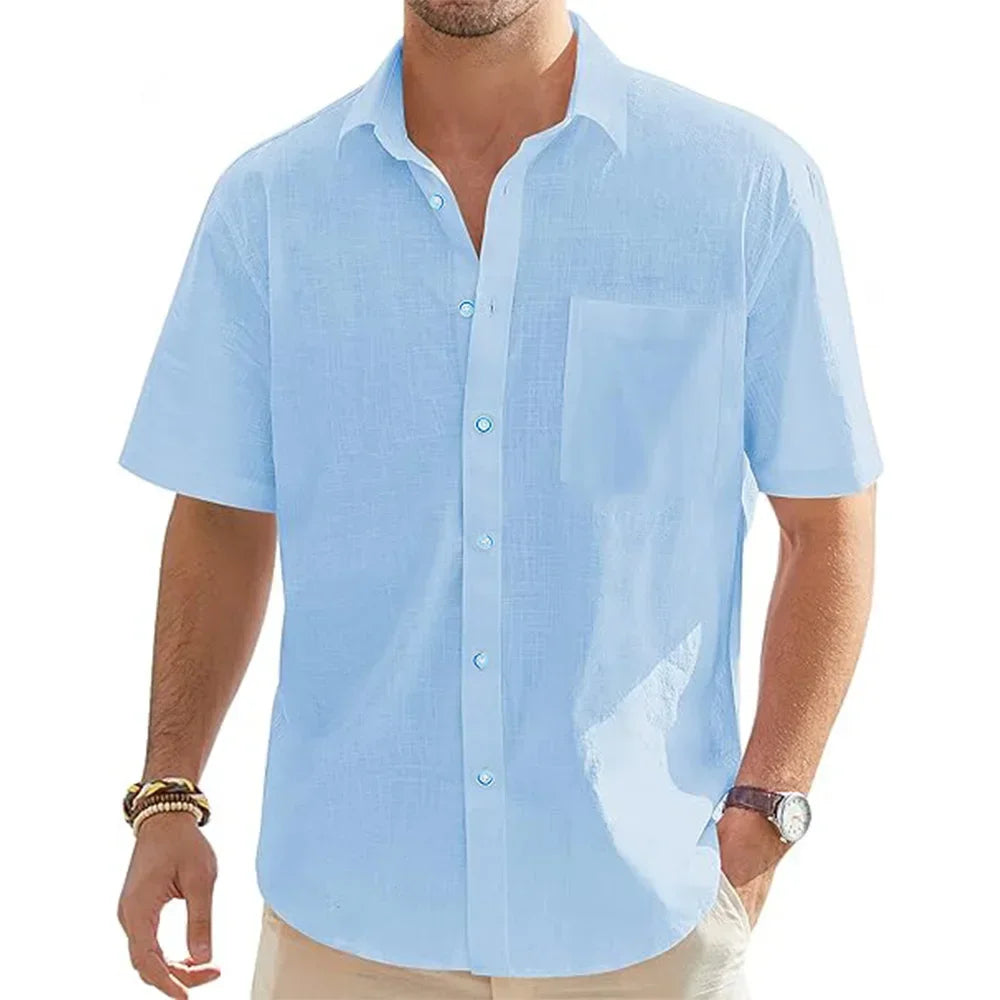 Cotton Linen Short-Sleeved Shirt