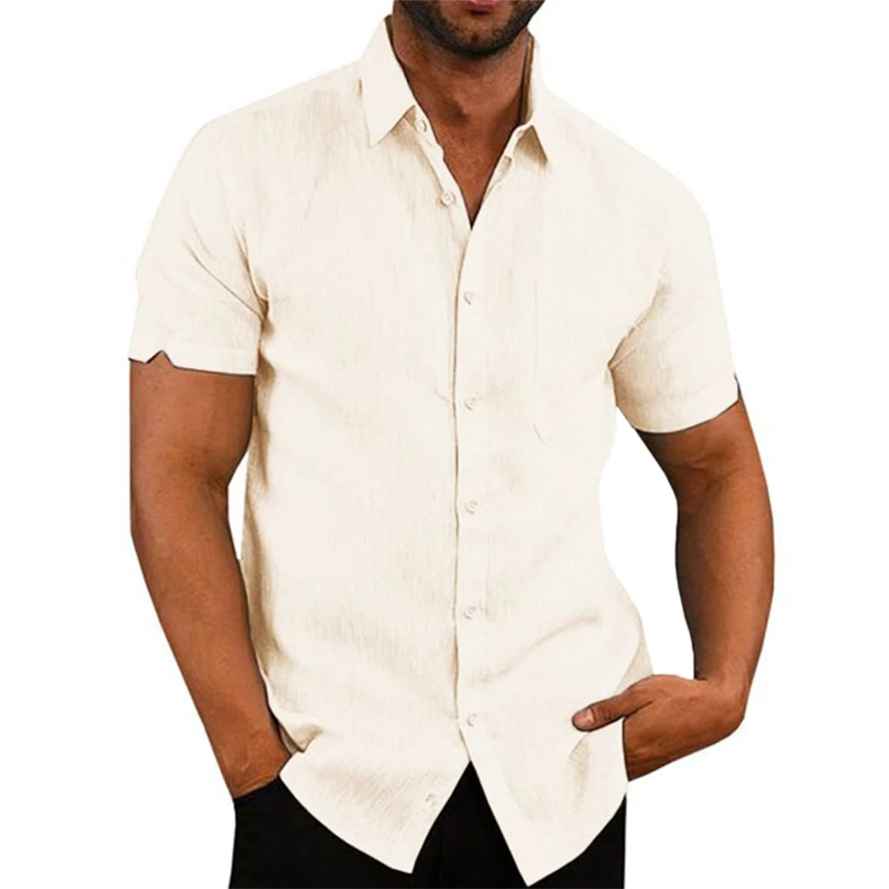 Cotton Linen Short-Sleeved Shirt