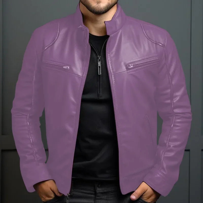 Veste de motard en cuir élégante pour homme