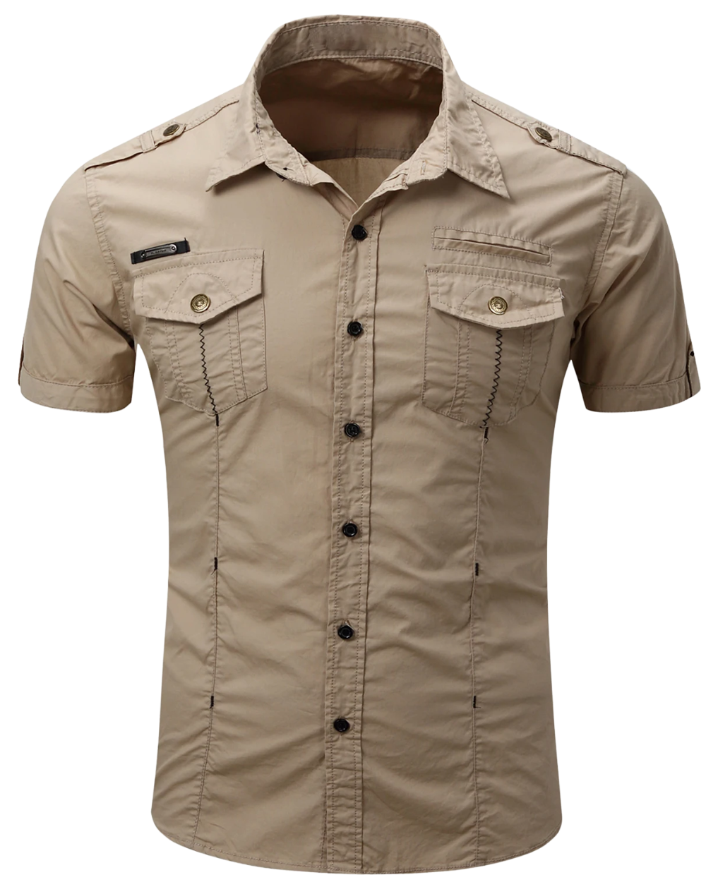 Short Sleeved Cotton Cargo Shirt
