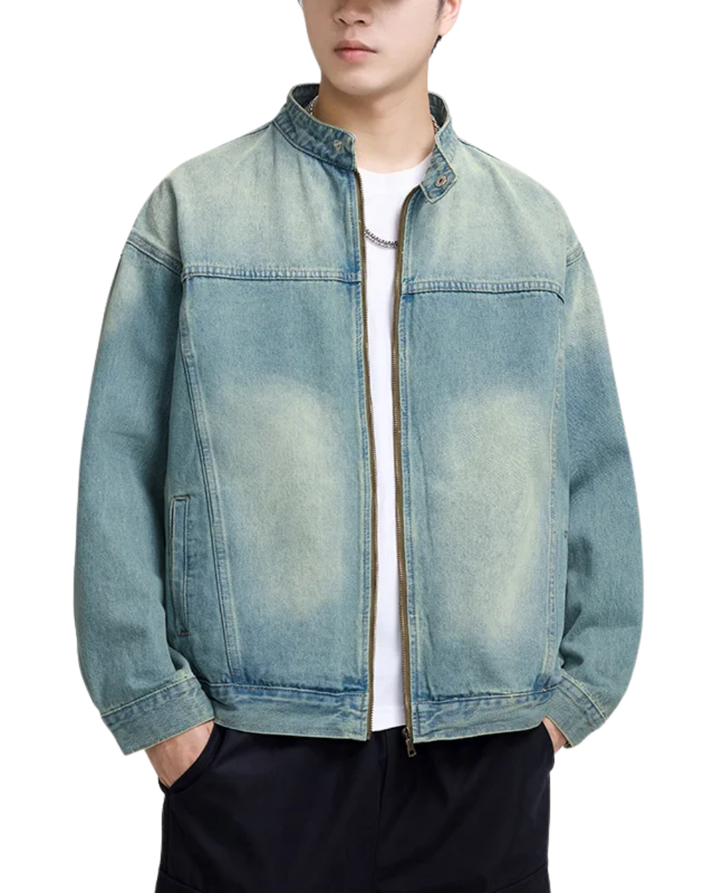 Veste en jean à fermeture éclair