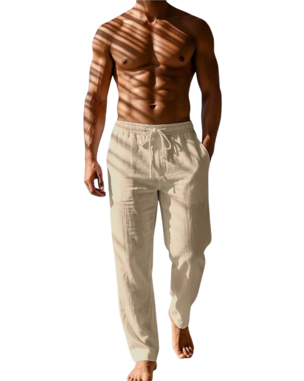 Pantalon élégant en coton et lin