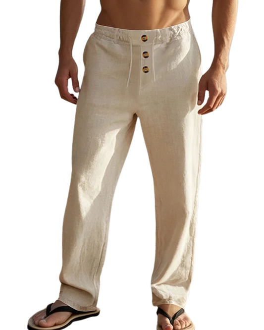 Eleganti pantaloni da spiaggia in lino