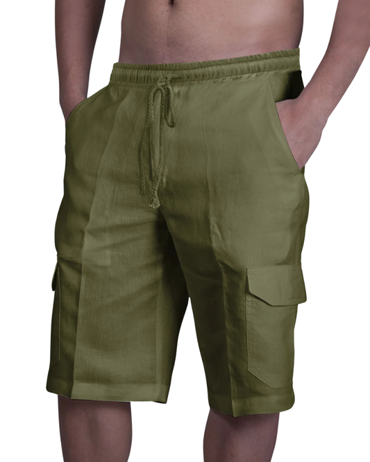 Pantaloncini cargo in cotone e lino