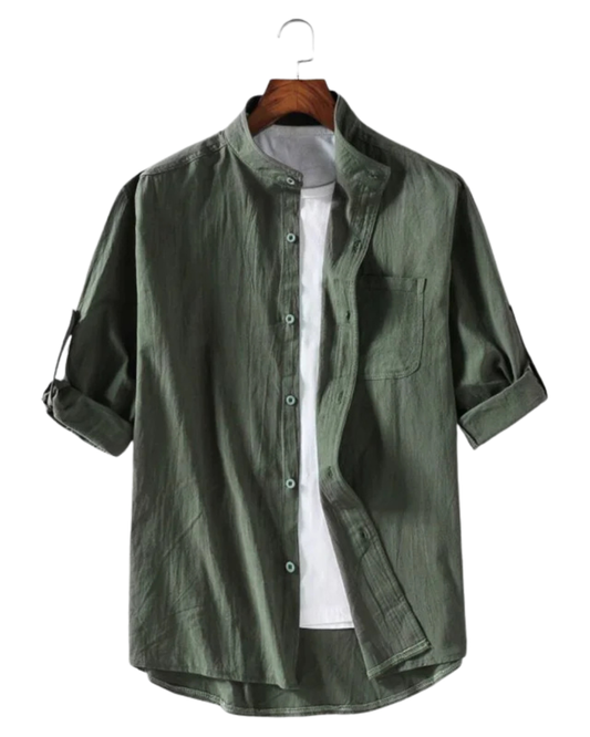 Camicia da uomo in lino a maniche corte