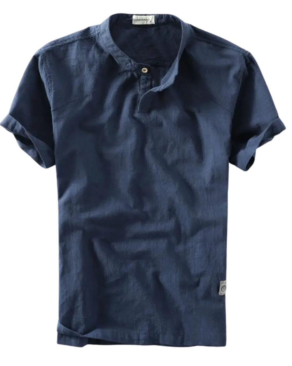 Elegante camicia a maniche corte in misto cotone e lino