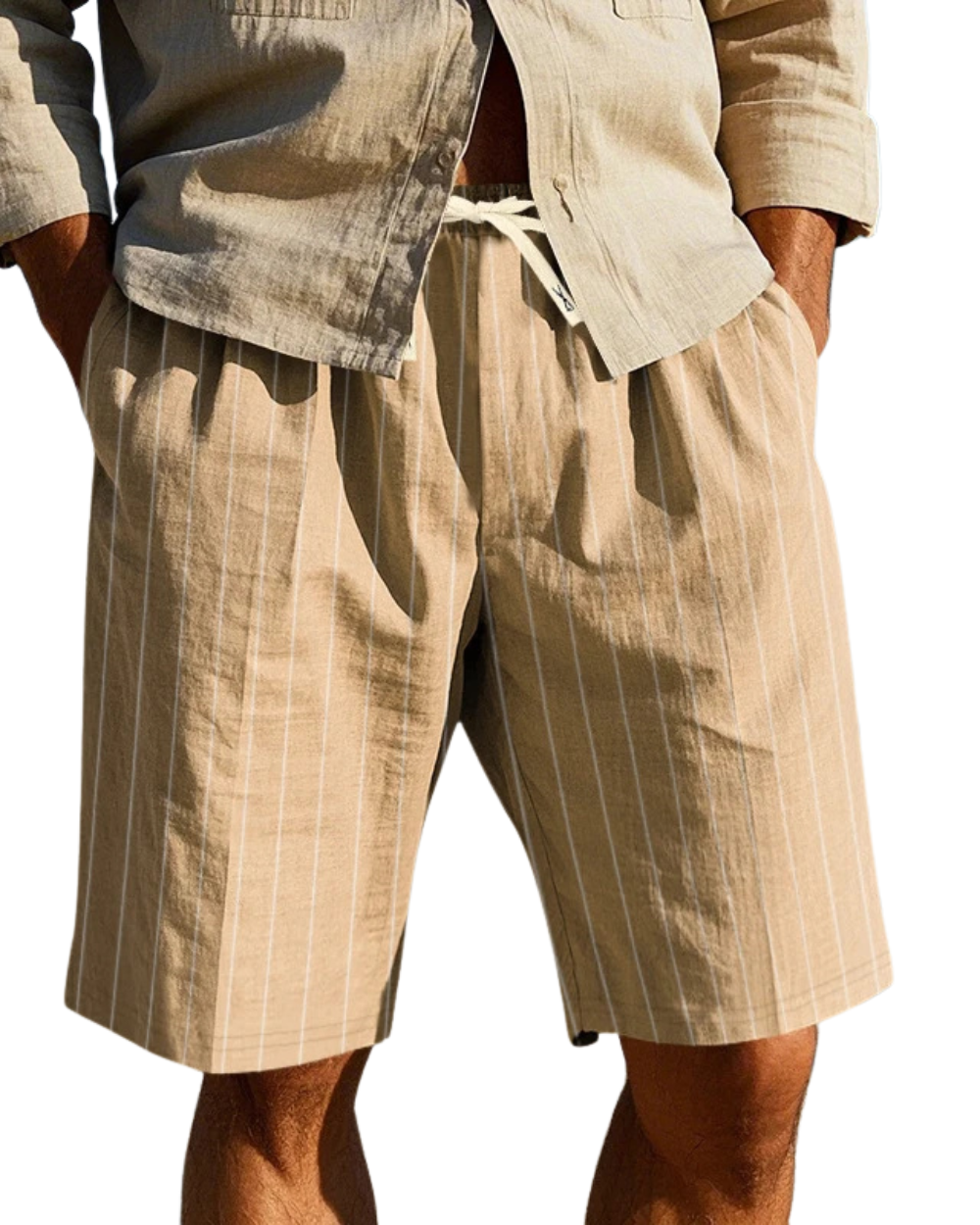 Elegant Striped Linen Shorts