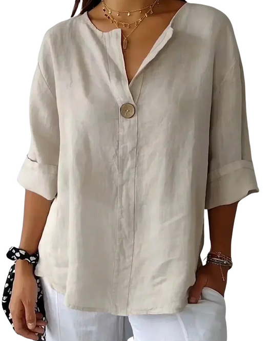 Long V-Neck Blouse