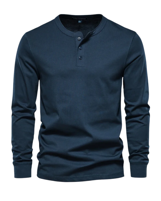 Elegant Cotton Long Sleeve Henley