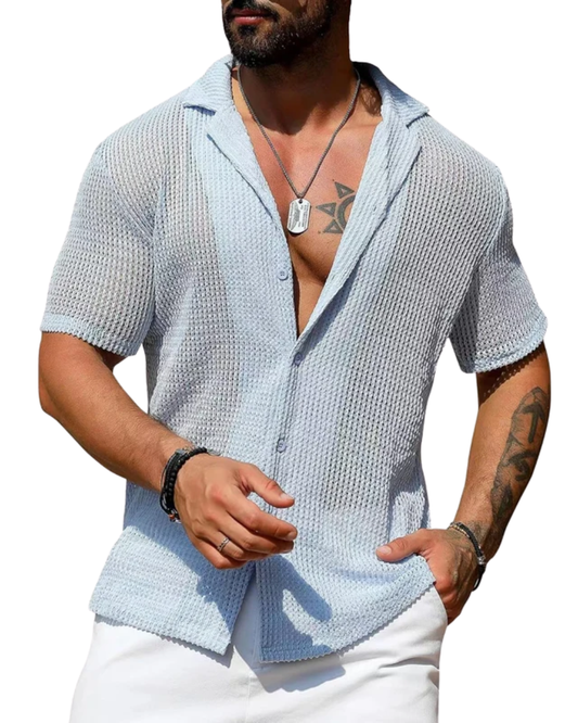 Elegante camicia lavorata a maglia