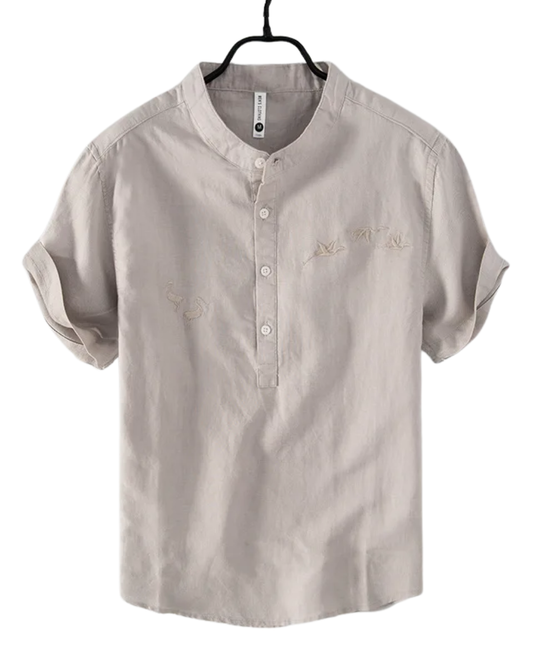 Elegante camicia estiva in misto cotone e lino