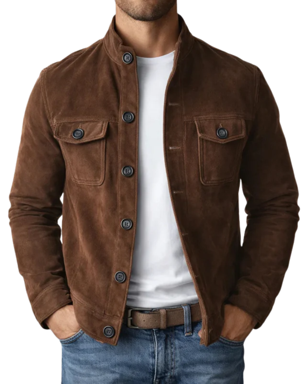 Giacca elegante in pelle scamosciata