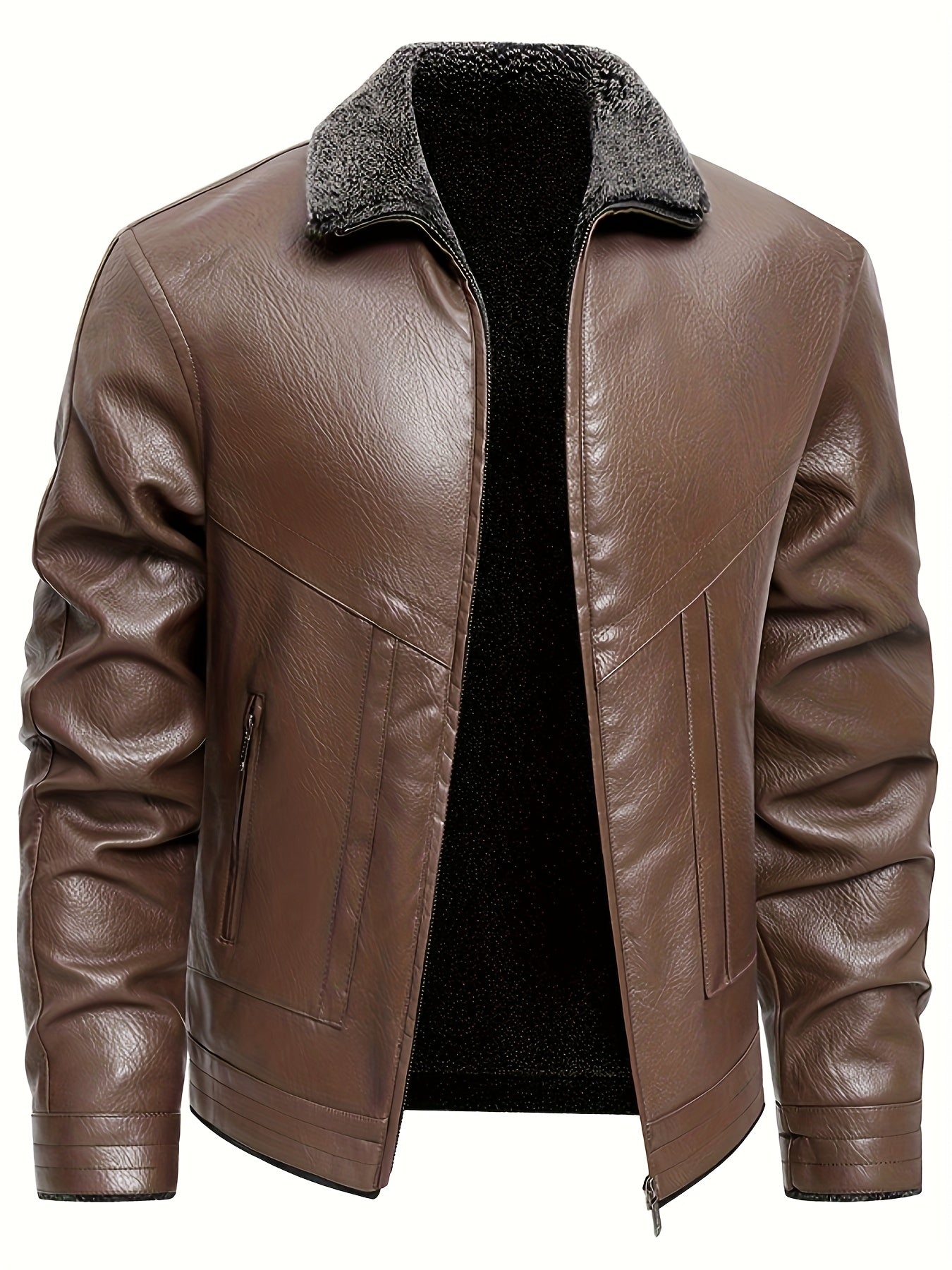 Elegant Fleece-Lined Leather Jacket