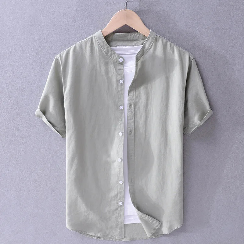 Camicia casual da uomo in cotone e lino