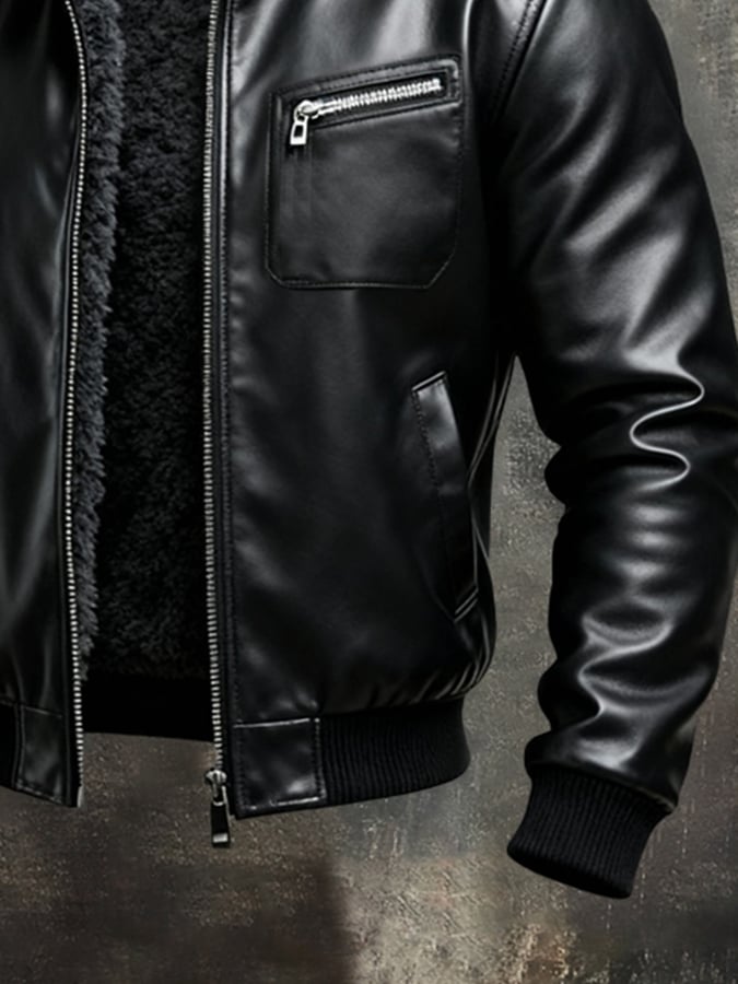 Elegant Fleece Lined Leather Jacket