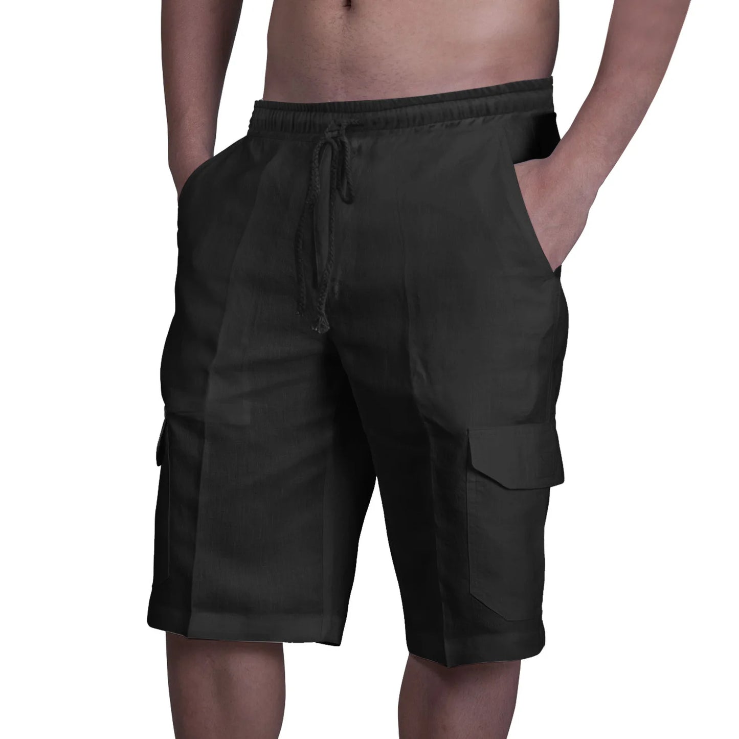 Pantaloncini cargo in cotone e lino