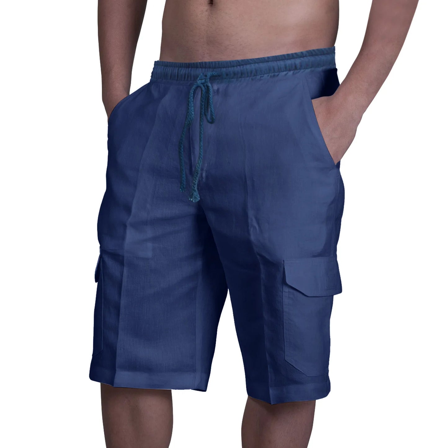 Pantaloncini cargo in cotone e lino
