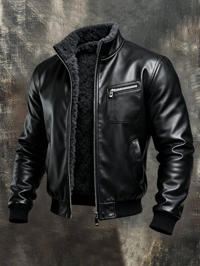 Elegant Fleece Lined Leather Jacket