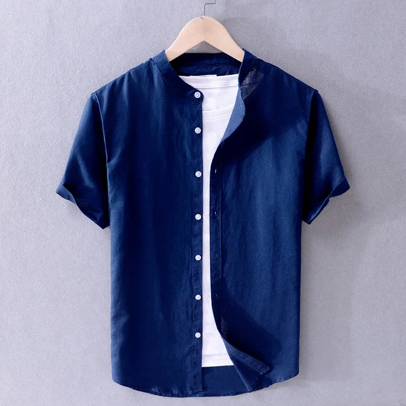 Camicia casual da uomo in cotone e lino
