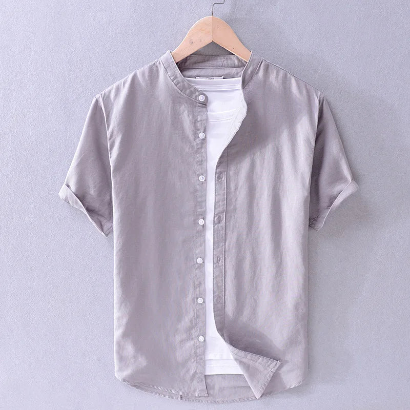Camicia casual da uomo in cotone e lino