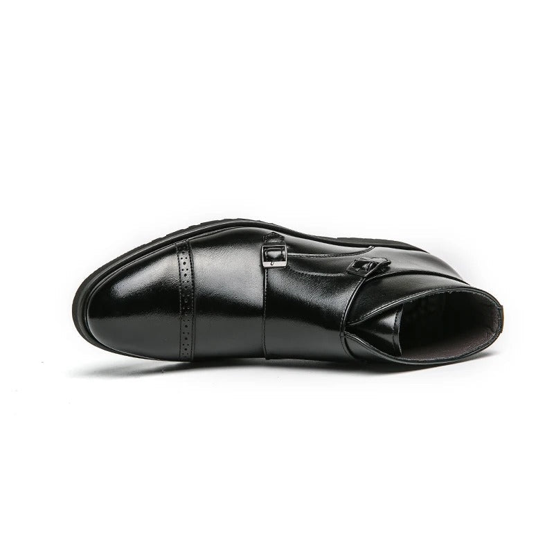 Leather Boots With Buckle Closure