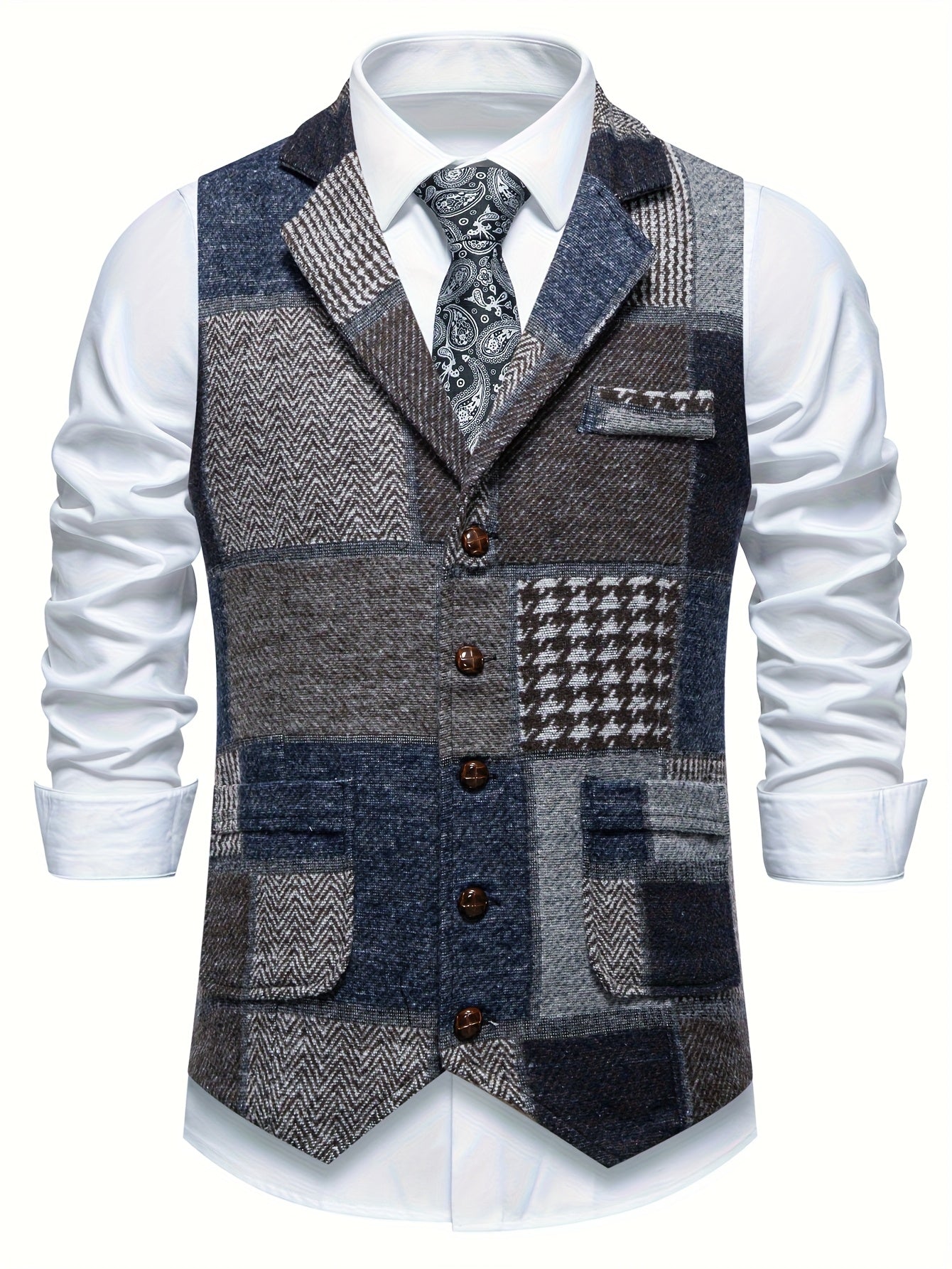 Gilet élégant en patchwork
