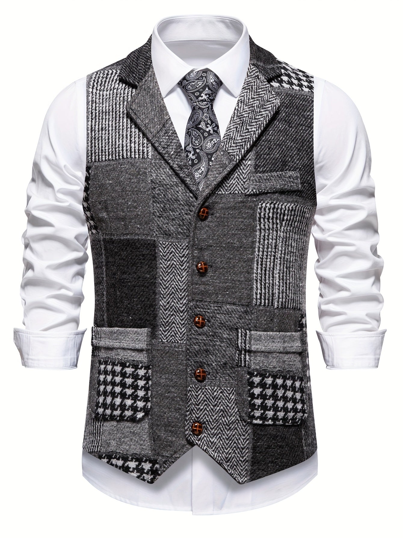 Gilet élégant en patchwork