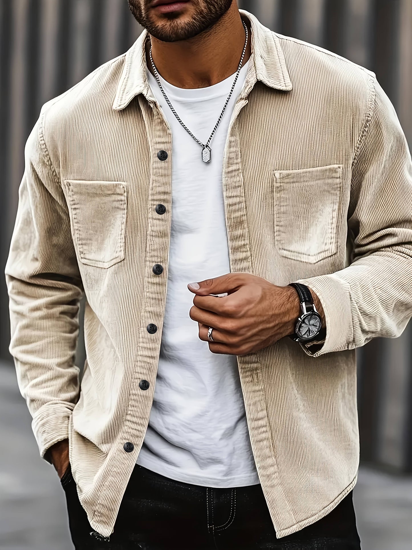 Cardigan décontracté en velours côtelé