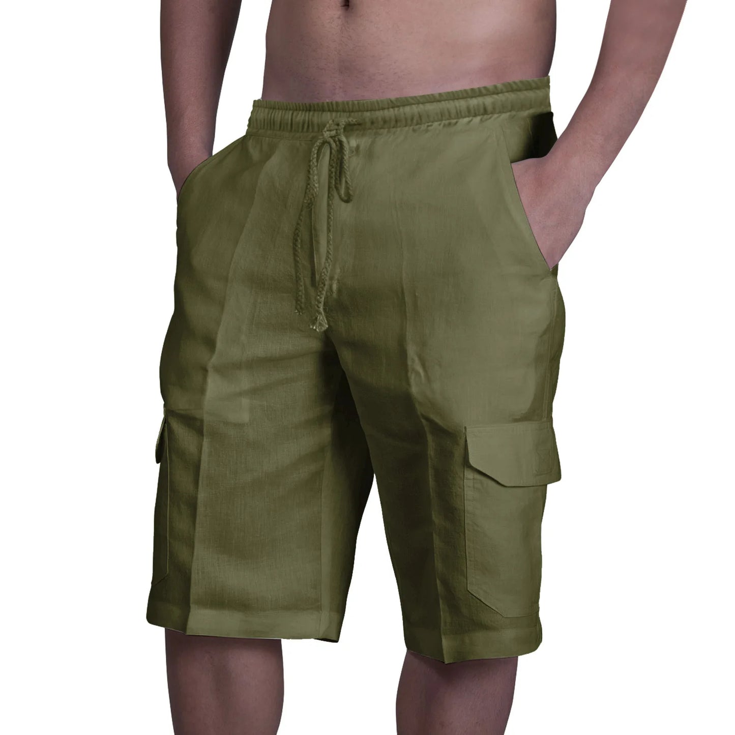 Pantaloncini cargo in cotone e lino