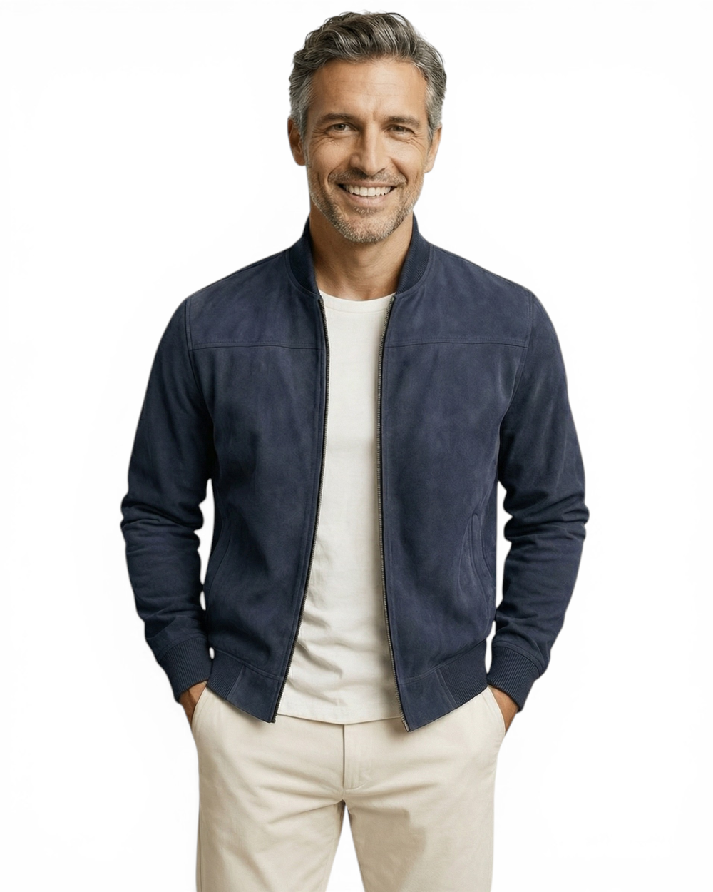 Giacca elegante in pelle scamosciata