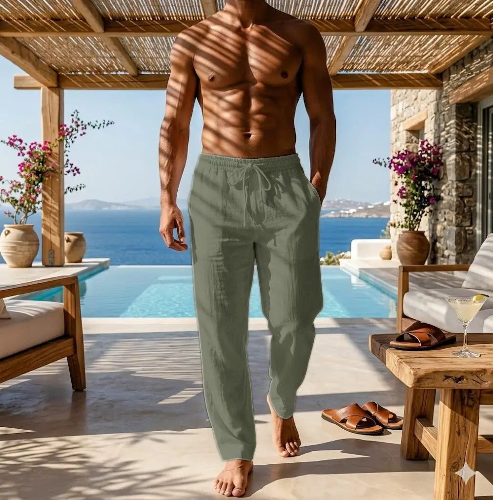 Pantalon élégant en coton et lin