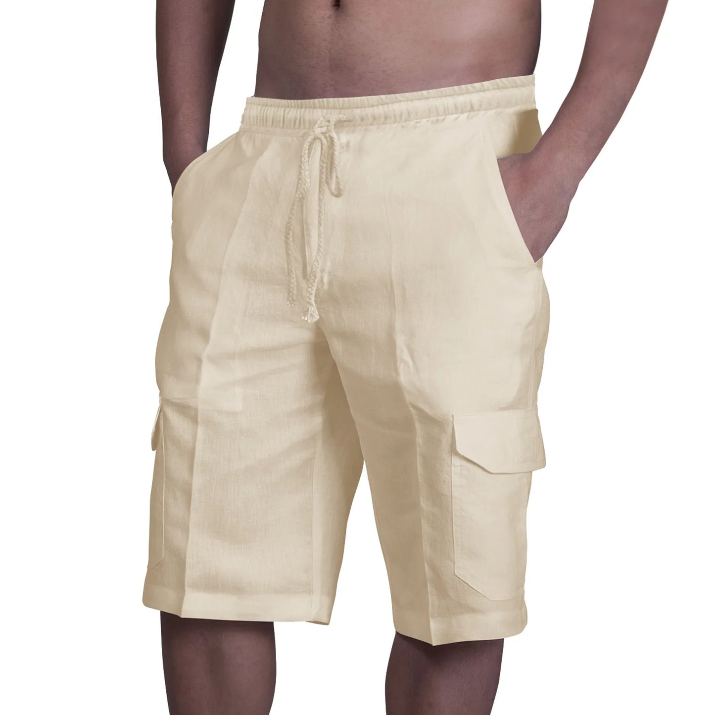 Pantaloncini cargo in cotone e lino