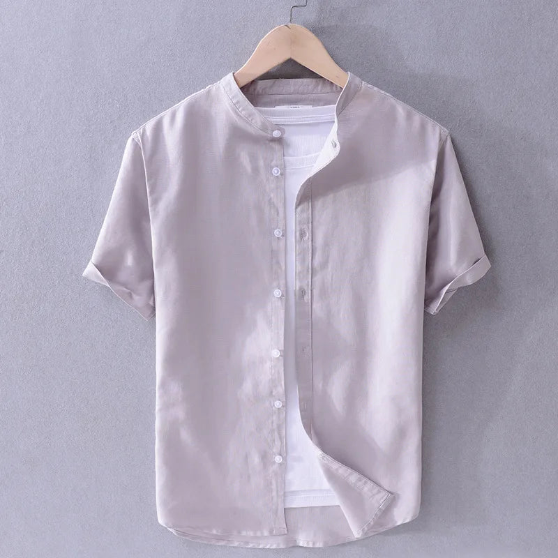 Camicia casual da uomo in cotone e lino