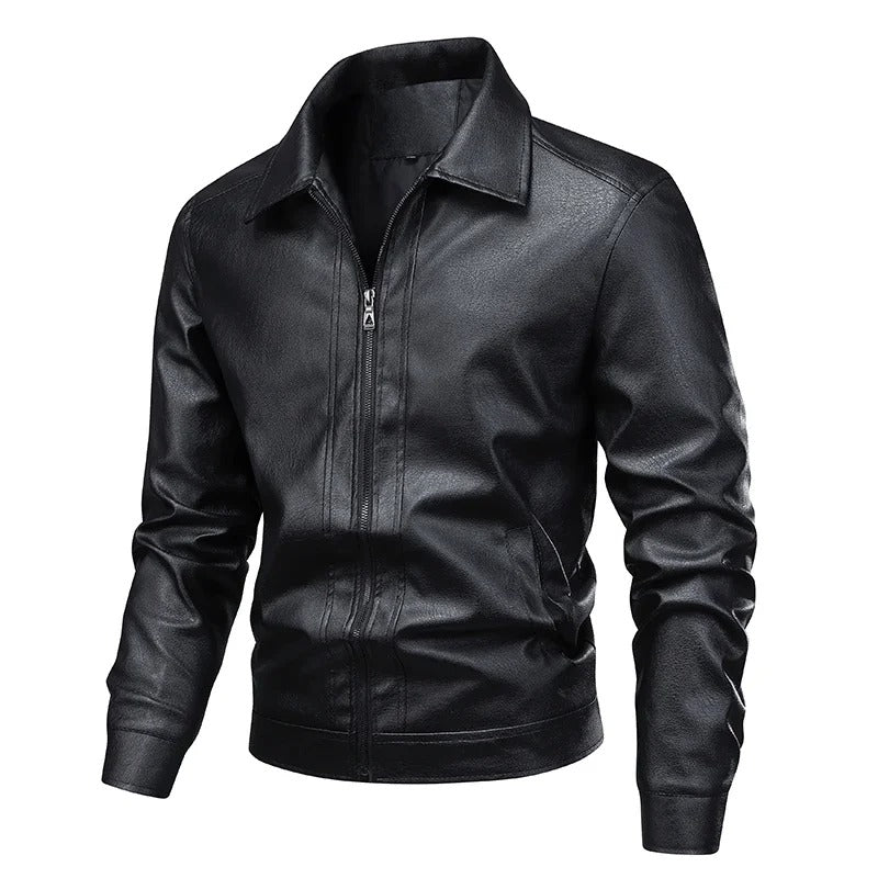 Elegant Windproof Leather Jacket