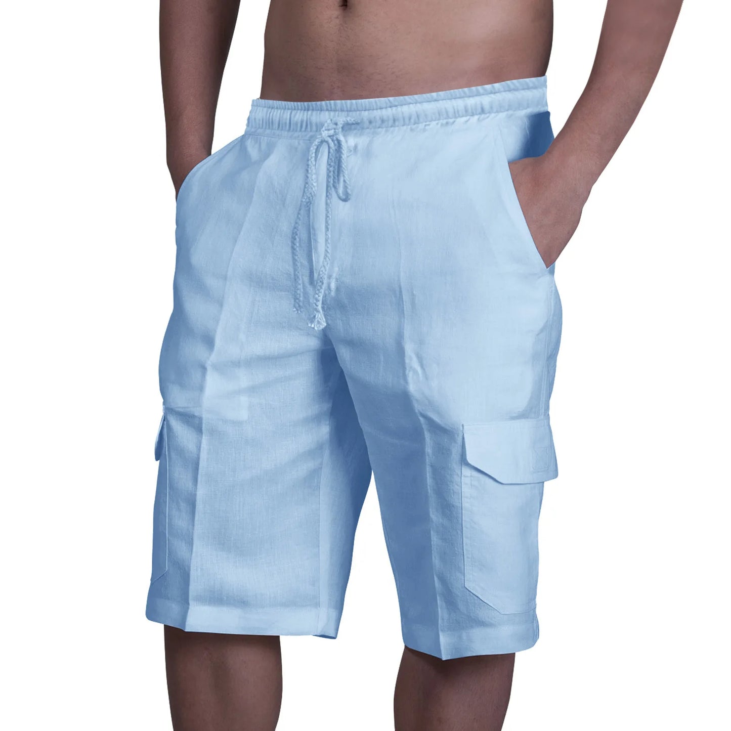 Pantaloncini cargo in cotone e lino