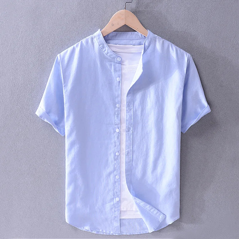 Camicia casual da uomo in cotone e lino