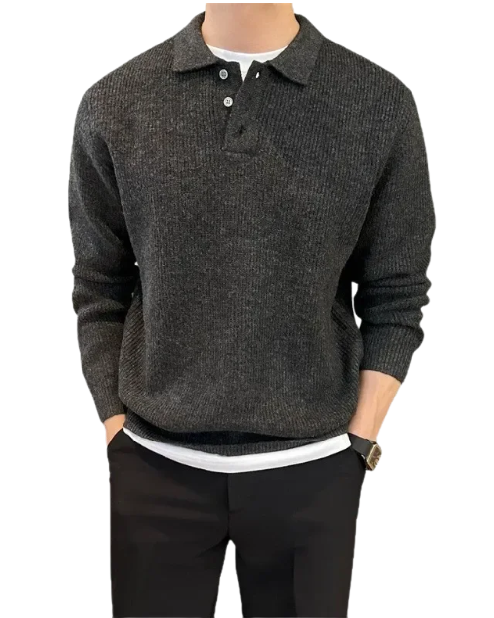 Elegant Knitted Polo Sweater