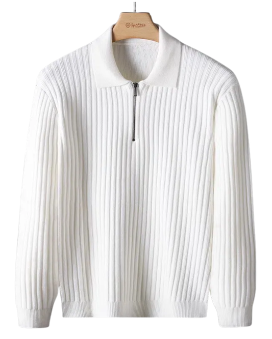 Elegant Striped Pattern Zip Sweater
