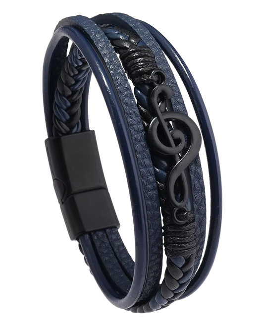 Musical Symbol Men's Leather Bracelet
