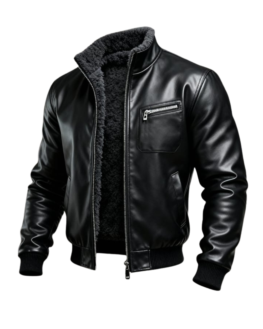 Elegant Fleece Lined Leather Jacket