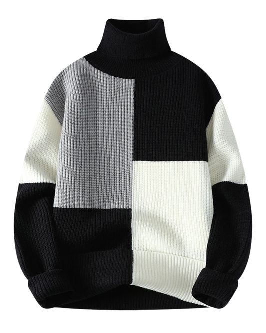 Elegant Patchwork Turtleneck