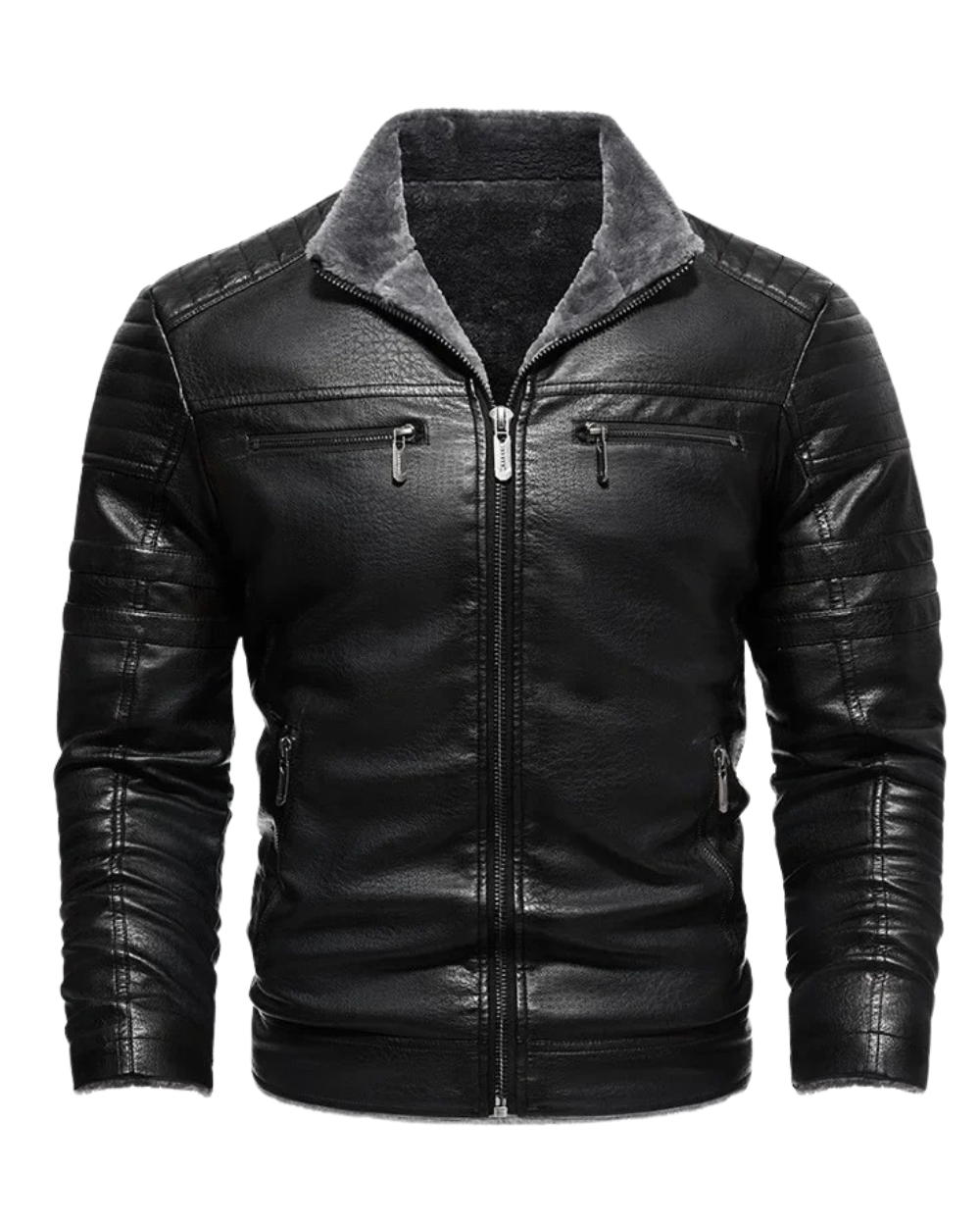 Retro Fleece Lined Leather Jacket
