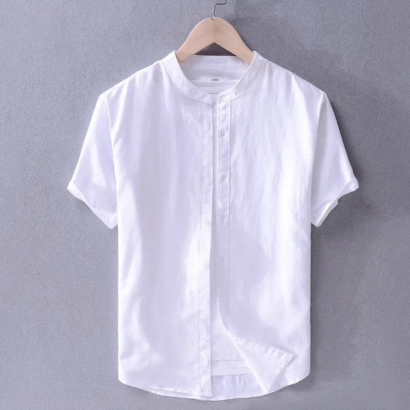 Camicia casual da uomo in cotone e lino