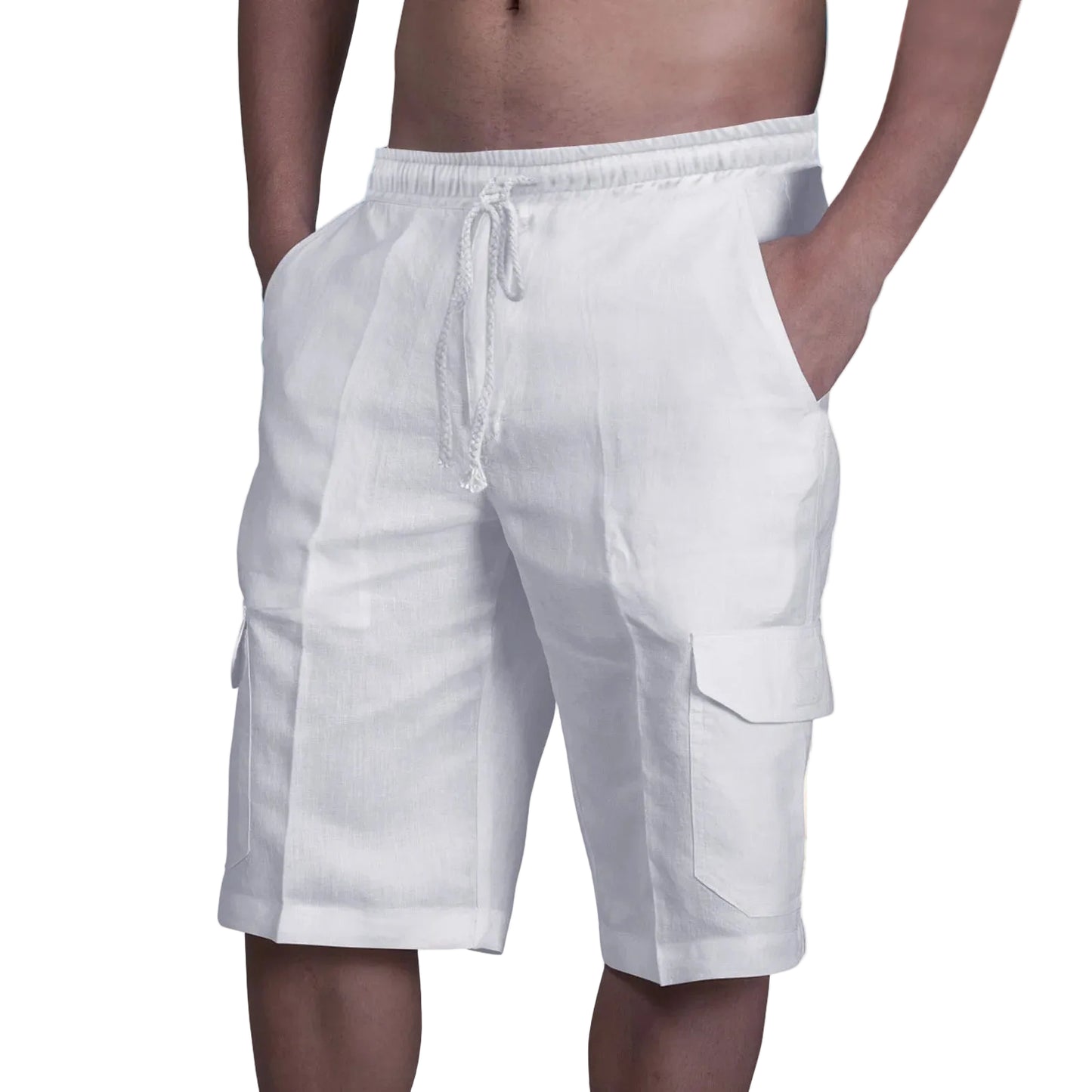 Pantaloncini cargo in cotone e lino