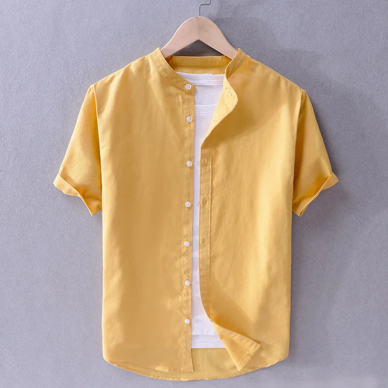 Camicia casual da uomo in cotone e lino